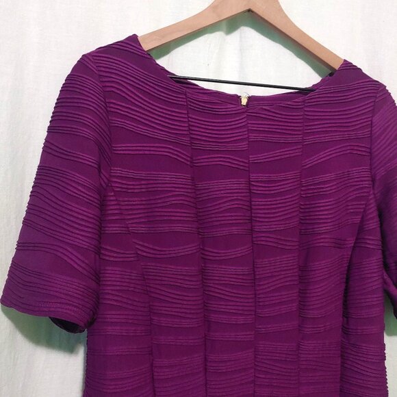 Melonie T dress womens 14 purple above-knee fit and flare textured short-sleeve - Picture 3 of 8